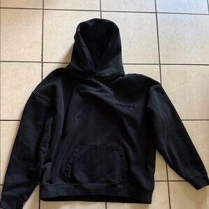 Essentials Black Hooded Pullover Sweatshirt